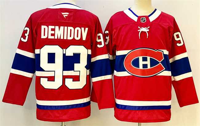 Men%27s Montreal Canadiens #93 Ivan Demidov Red 2024-25 Stitched Jersey